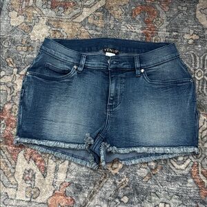 VENUS Blue Frayed Denim Shorts